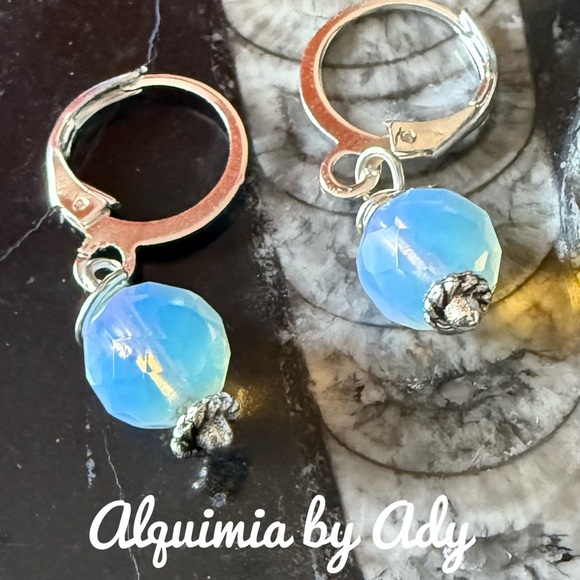Alquimia Opalescent Blue and Gold Earrings - Picture 2 of 2